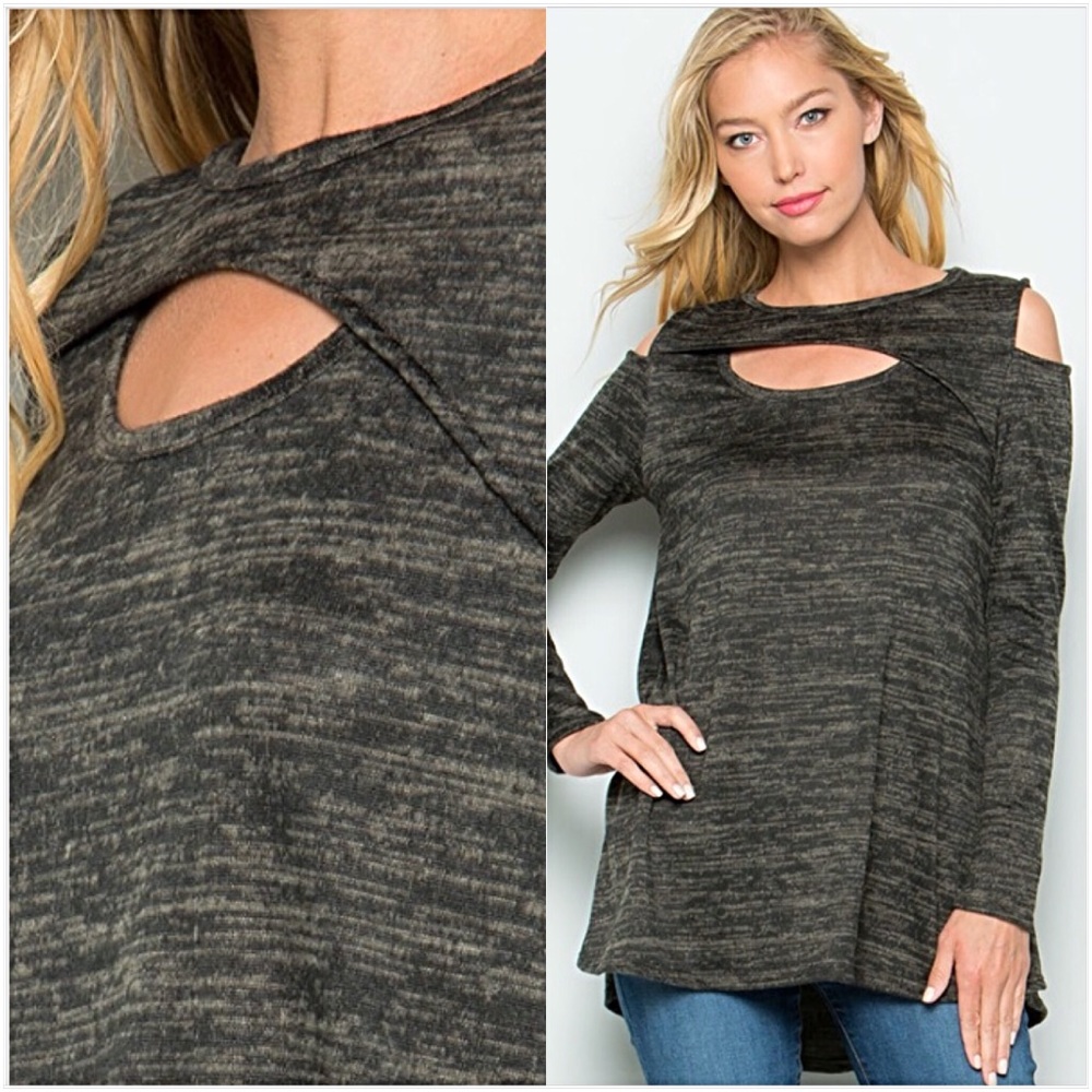 📍SALE Cut Out Cold Shoulder Flowy Tunic S - Picture 3 of 7